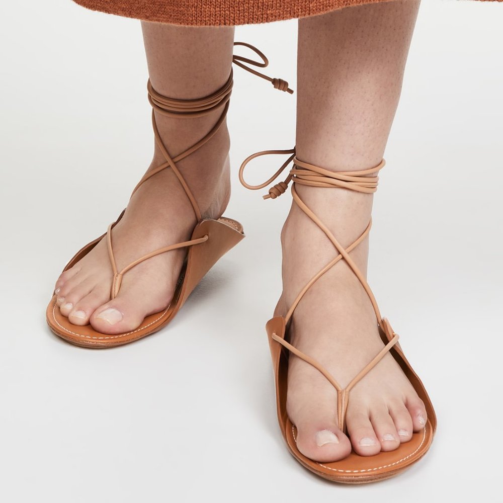 Ulla Johnson Saddle Brown Leather Aidy Lace up Sandals